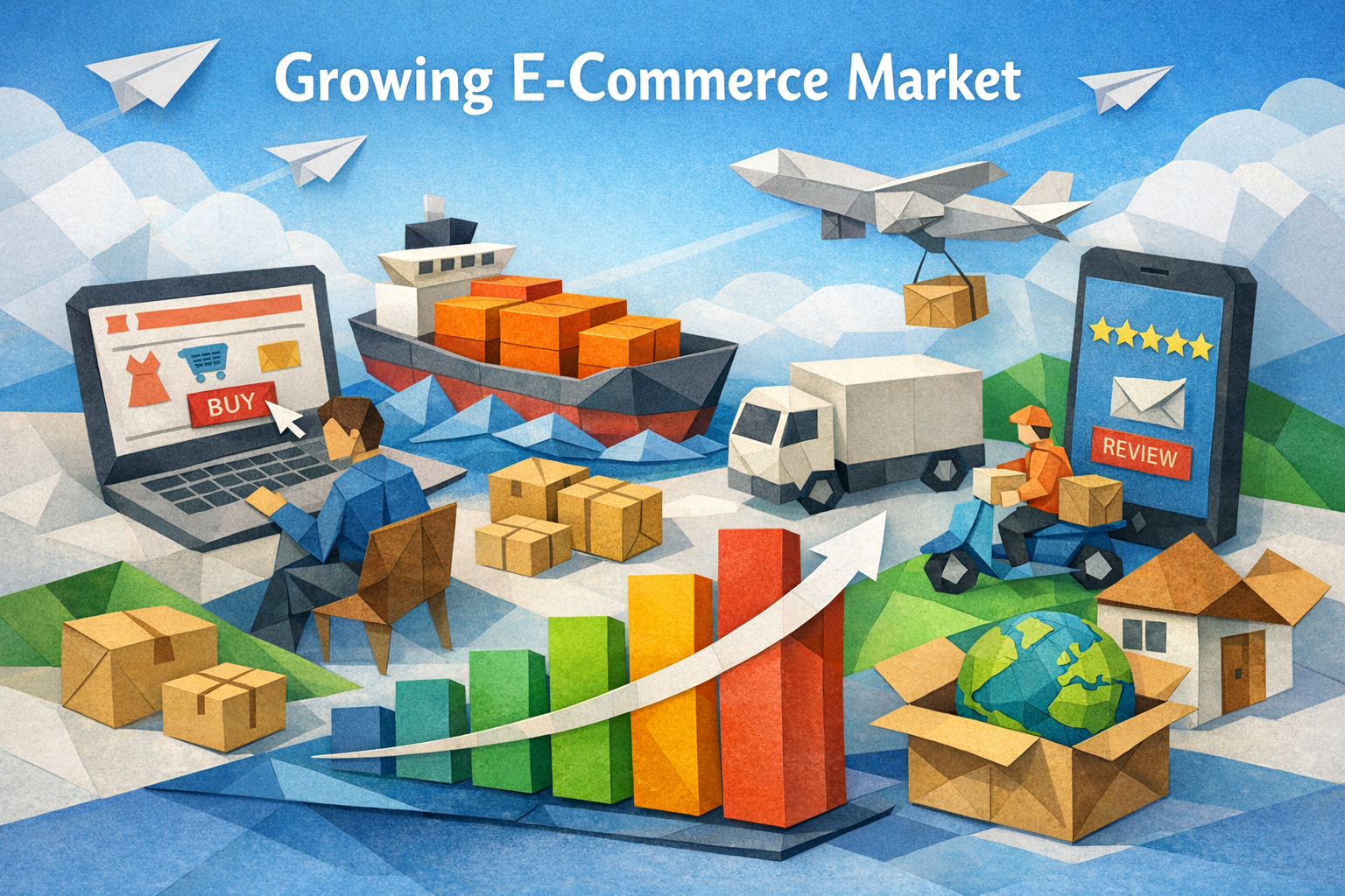 ECommerce Growth Visualized with Graph and Text Elements