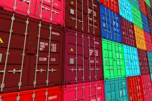 Stacked Colorful Cargo Containers.  Industrial and Transportation Background.-2